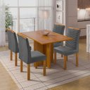 Ver imagem 1 de Conjunto Sala de Jantar 4 Lugares Retangular Tampo MDF com Mesa e Cadeiras Carol