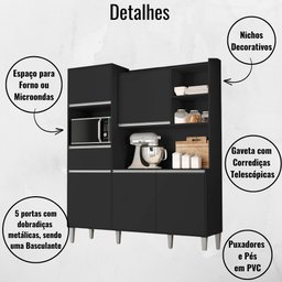 Kit Armário Cozinha Compacta Isabel 5 Portas Ajl - 3