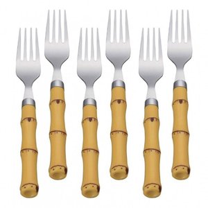 Jogo de Garfos Inox e Plastico Modelo Bambu 6 Peças - Mimo