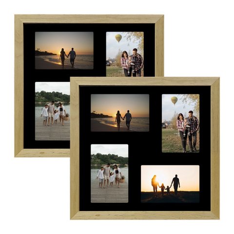 Kit 2 Quadros Porta Retrato Foto 10x15 Paspatur Preto 30x30