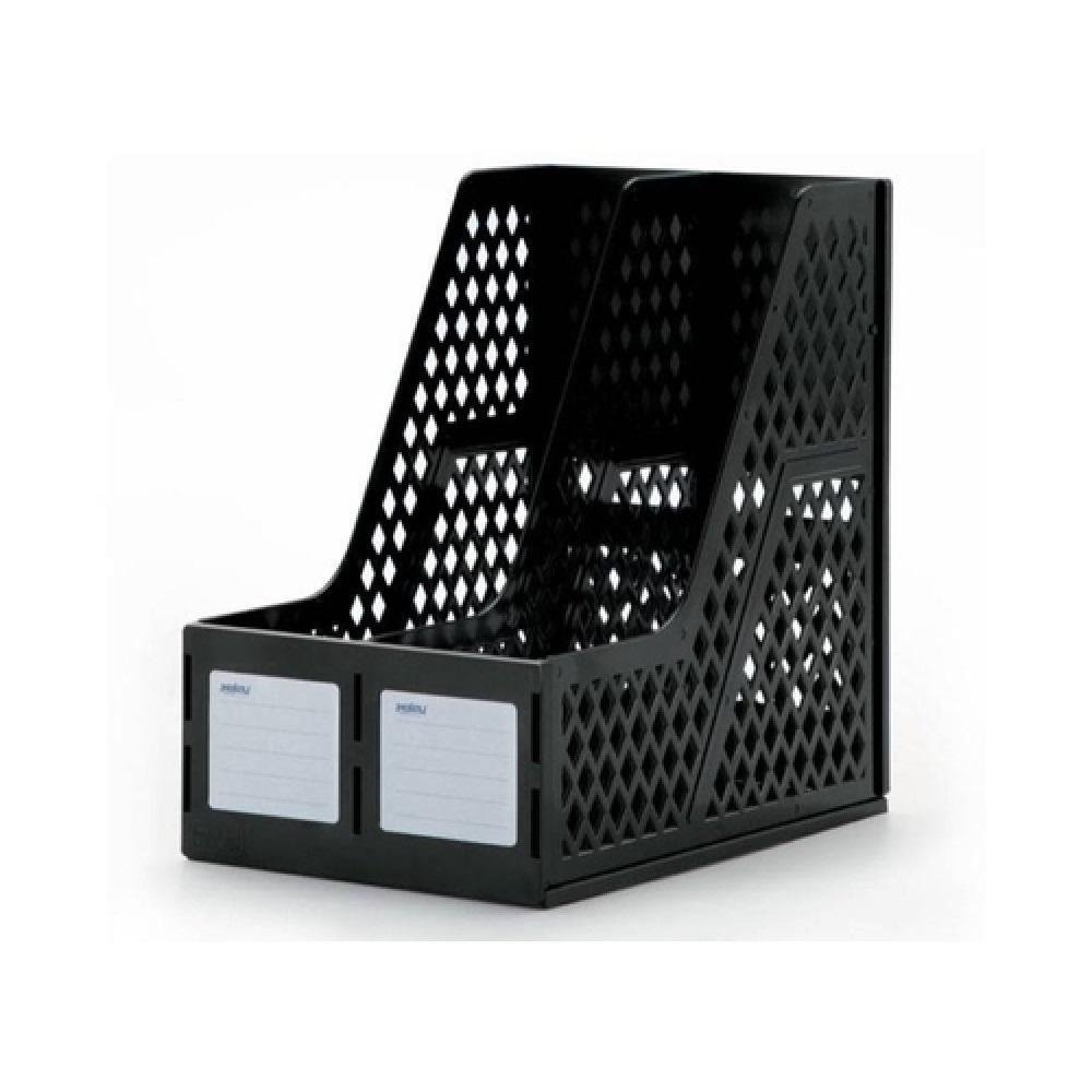 ORGANIZADOR DUPLO COM ETIQUETAS DUPLO PARA ARQUIVOS LIVROS PORTA REVISTAS PRETO - 1