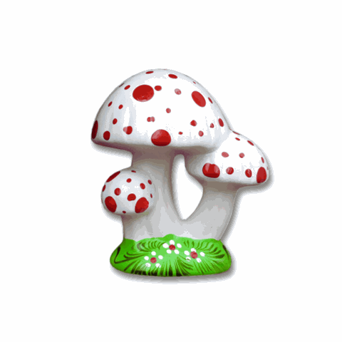 Enfeite para Jardim Trio de Cogumelinhos Decorado Branco