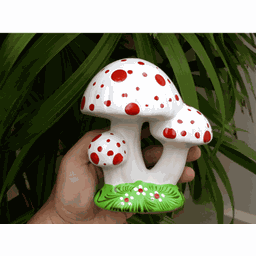 Enfeite para Jardim Trio de Cogumelinhos Decorado Branco - 2