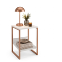 Ver imagem 2 de Mesa Cabeceira de Cama Criado Industrial Base de Ferro Cobre Tampo Branco