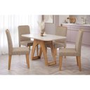 Ver imagem 1 de Conjunto: Mesa de Cozinha Carol Tampo Madeirado C/ Vidro 130x80cm e 4 Cadeiras Nicole Nature-