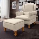 Ver imagem 5 de Poltrona de Amamentação Fixa com Pés de Madeira e Puff Baú Linho Bege Xodó - Larbelle