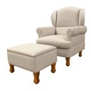 Ver imagem 2 de Poltrona de Amamentação Fixa com Pés de Madeira e Puff Baú Linho Bege Xodó - Larbelle