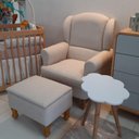 Ver imagem 1 de Poltrona de Amamentação Fixa com Pés de Madeira e Puff Baú Linho Bege Xodó - Larbelle