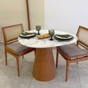 Ver imagem 4 de Mesa de Jantar Cone Sol Redonda Mármore Espírito Santo e Madeira 110x100cm