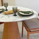 Ver imagem 2 de Mesa de Jantar Cone Sol Redonda Mármore Espírito Santo e Madeira 110x100cm