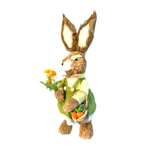 Coelha de Pascoa com Vestido de Juta e Flores
