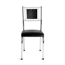Ver imagem 2 de Mesa de Jantar 4 Cadeira Cromadas Tampo Vidro Estilo Moderno:Preto 213/406