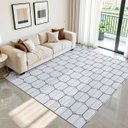 Ver imagem 1 de Tapete Sala Quarto Moderno Luxo 2,00m X 3,00m Antiderrapante Colmeia Decorativo Cru Cinza