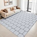 Ver imagem 3 de Tapete Sala Quarto Moderno Luxo 2,00m X 3,00m Antiderrapante Colmeia Decorativo Cru Cinza