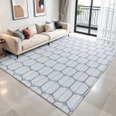 Ver imagem 2 de Tapete Sala Quarto Moderno Luxo 2,00m X 3,00m Antiderrapante Colmeia Decorativo Cru Cinza