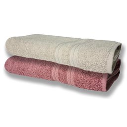 2 Toalhas Super Felpudas Grande e Grossa Algodão 80x150 Bege+Rosê - 1