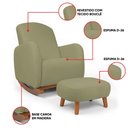 Ver imagem 3 de Poltrona Amamentação Balanço Madeira e Puff Jhessy Bouclê Pistache R04 - D'rossi