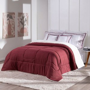 Edredom King Soft 5 Peças Coberdrom Hipercal 400 Fios:vermelho