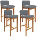 Ver imagem 1 de Kit 04 Banquetas Alta para Cozinha Sala de Jantar Bar Dara L02 Suede Cinza - Lyam Decor
