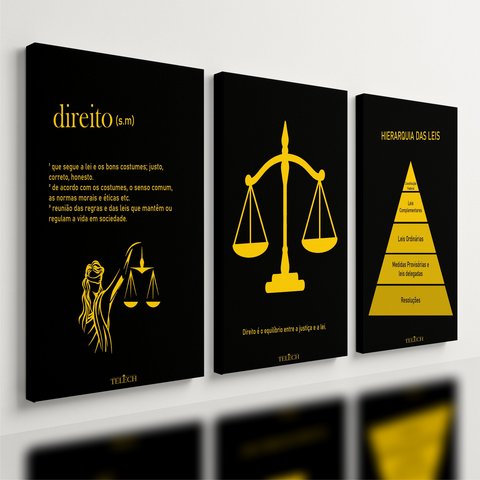 Kit 3 Quadro Decorativo Direito Advocacia Escritório Quarto 28x20