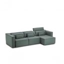 Ver imagem 1 de Sofa 04 Lugares 3,30mt Assento Retrátil Encosto Reclinável Tecido Verde Cancun - Verde
