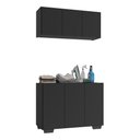 Ver imagem 1 de Conjunto Lavanderia Multiuso Armário Aéreo e Balcão 3 Portas Multimóveis Mp5051 Preto