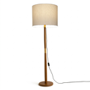 Ver imagem 2 de Luminária de Chão Imperial Base Madeira Detalhe Dourado 160cm Bivolt - Bege