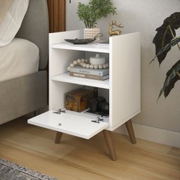 Mesa Cabeceira 1 Gaveta para Quarto Moderna:branca - 4
