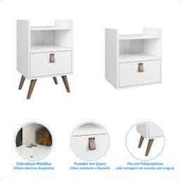 Mesa Cabeceira 1 Gaveta para Quarto Moderna:branca - 5