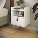 Ver imagem 2 de Mesa Cabeceira 1 Gaveta para Quarto Moderna:branca