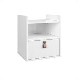 Mesa Cabeceira 1 Gaveta para Quarto Moderna:branca - 6