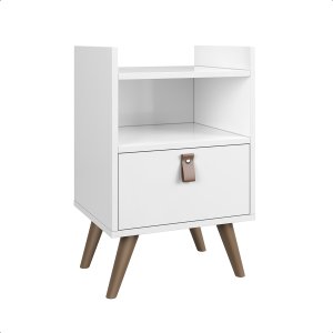 Mesa Cabeceira 1 Gaveta para Quarto Moderna:branca