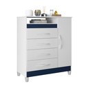 Ver imagem 4 de Cômoda Turquesa Elegante 4 Gavetas e 1 Porta Multiuso Organizadora Sapateira Premium Cor Branco