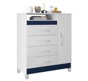 Ver imagem 4 de Cômoda Turquesa Elegante 4 Gavetas e 1 Porta Multiuso Organizadora Sapateira Premium Cor Branco