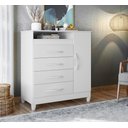 Ver imagem 3 de Cômoda Turquesa Elegante 4 Gavetas e 1 Porta Multiuso Organizadora Sapateira Premium Cor Branco