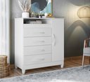 Ver imagem 3 de Cômoda Turquesa Elegante 4 Gavetas e 1 Porta Multiuso Organizadora Sapateira Premium Cor Branco