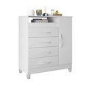 Ver imagem 1 de Cômoda Turquesa Elegante 4 Gavetas e 1 Porta Multiuso Organizadora Sapateira Premium Cor Branco