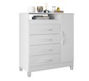 Ver imagem 1 de Cômoda Turquesa Elegante 4 Gavetas e 1 Porta Multiuso Organizadora Sapateira Premium Cor Branco