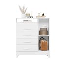 Ver imagem 2 de Cômoda Turquesa Elegante 4 Gavetas e 1 Porta Multiuso Organizadora Sapateira Premium Cor Branco