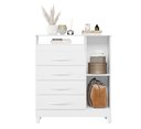 Ver imagem 2 de Cômoda Turquesa Elegante 4 Gavetas e 1 Porta Multiuso Organizadora Sapateira Premium Cor Branco