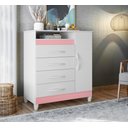 Ver mais imagens de Cômoda Turquesa Elegante 4 Gavetas e 1 Porta Multiuso Organizadora Sapateira Premium Cor Branco