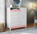 Ver mais imagens de Cômoda Turquesa Elegante 4 Gavetas e 1 Porta Multiuso Organizadora Sapateira Premium Cor Branco