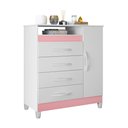 Ver imagem 7 de Cômoda Turquesa Elegante 4 Gavetas e 1 Porta Multiuso Organizadora Sapateira Premium Cor Branco