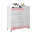 Ver imagem 7 de Cômoda Turquesa Elegante 4 Gavetas e 1 Porta Multiuso Organizadora Sapateira Premium Cor Branco