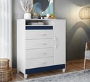 Ver imagem 5 de Cômoda Turquesa Elegante 4 Gavetas e 1 Porta Multiuso Organizadora Sapateira Premium Cor Branco