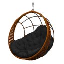 Ver imagem 1 de Cadeira Balanço Ninho Suspenso em Corda Náutica Luxo Ocre/preto