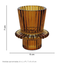 Ver imagem 2 de Castiçal Decorativo de Vidro Âmbar 7x6x6cm Porta Vela Mesa Jantar Decoração Sala