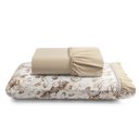 Ver imagem 1 de Jogo Cama Lençol Fiore Solteiro Estampado 180 Fios 100% Algodão com Babadinho 2 Peças Bege Floral