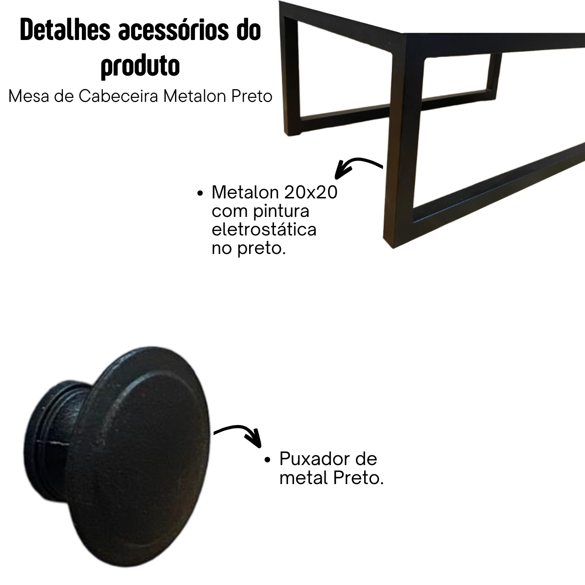 Mesa de Cabeceira Industrial Mdf com Pés Metalon Preto Plancasa Preto Tx - 4