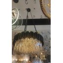 Ver imagem 1 de Lustre Redondo Metal Preto com Cristais Transparente 9E14 55cm